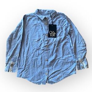 Chaser Boy’s Blue Chambray Button Up Shirt Size 6 NWT Long Sleeves Casual